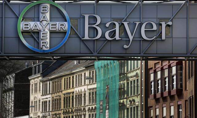 The logo of Bayer AG is pictured at the Bayer Healthcare subgroup production plant in Wuppertal