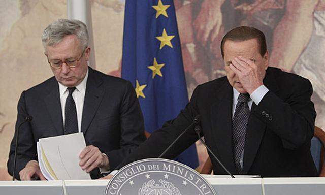 Italiens Finanzminister Giulio Tremonti und Premier Silvio Berlusconi.