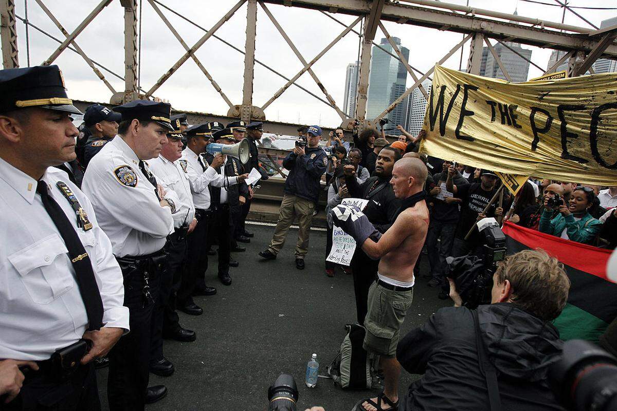 Die Demonstranten gehören der locker organisierten Protestbewegung "Besetzt die Wall Street" an.