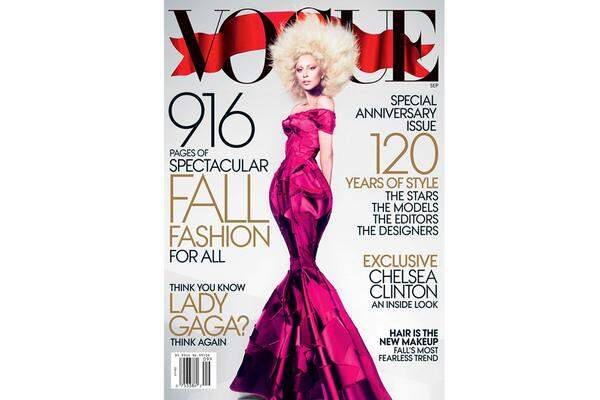 Stark abgemagert und fast alienhaft wirkte Lady Gaga 2012 auf der US-„Vogue“.
