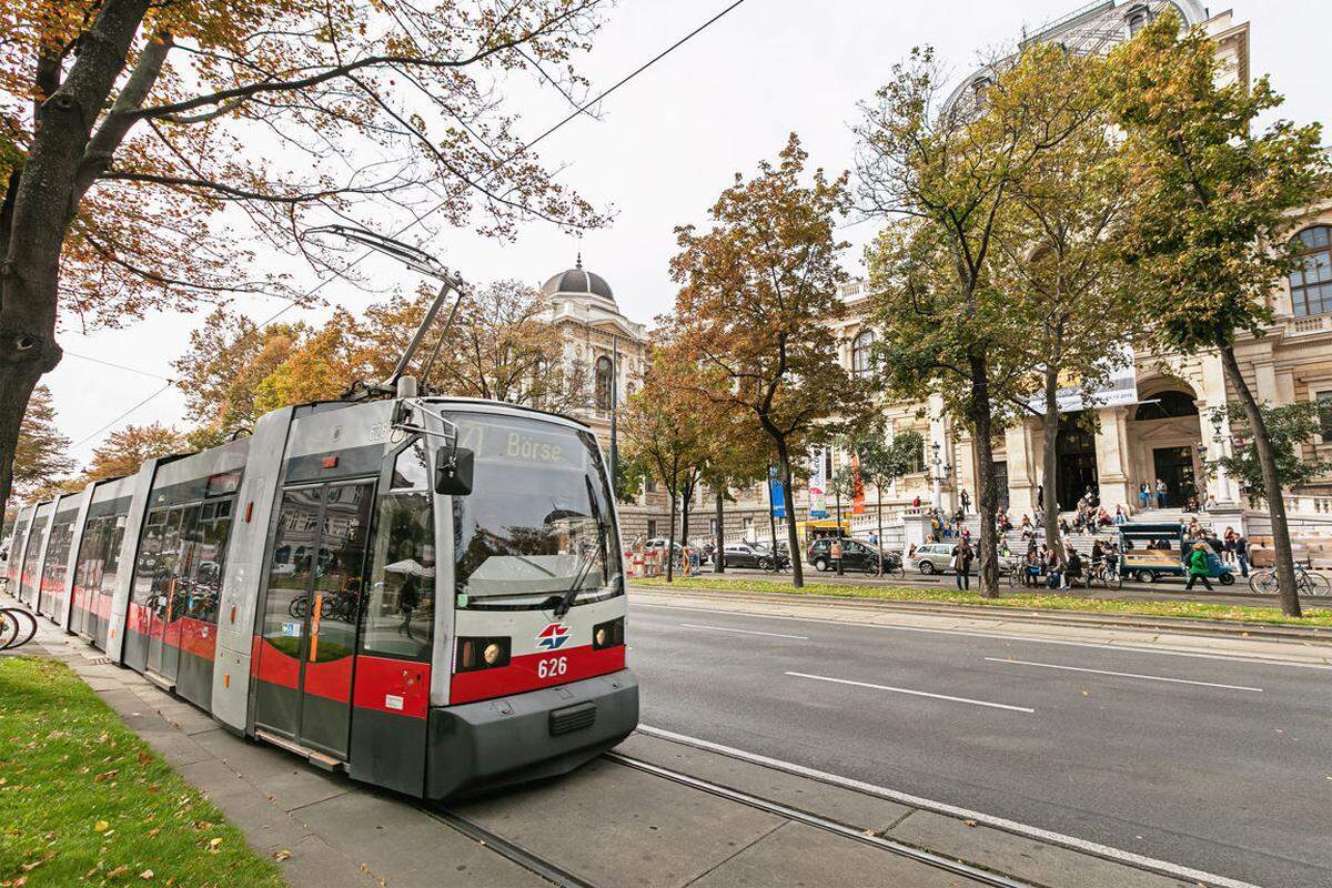 Zum Vergleich: Eine Garnitur der aktuellen Niedeflurstraßenbahnen.