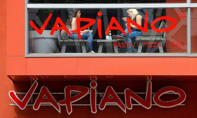 FILE PHOTO: The Vapiano logo is seen at a restaurant in Vienna