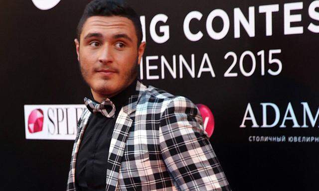 MOSCOW RUSSIA APRIL 25 2015 Nadav Guedj who is to represent Israel at the 2015 Eurovision song