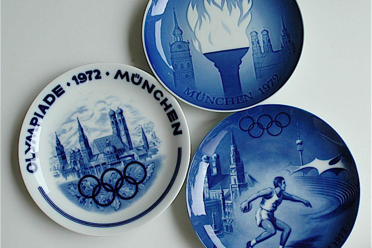 Schnell aufessen, dann kommt der Olympia-Sammelteller aus dem Jahr 1972 besser zur Geltung. Ab 60 €. www.vintagerie.at