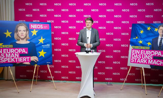 EU-Spitzenkandidat Helmut Brandstätter im Rahmen der Plakatpräsentation der Neos