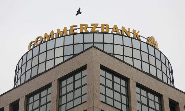 A 'Commerzbank' logo is pictured in Berlin