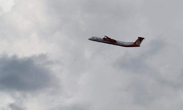 An AirBerlin aircraft takes off from Duesseldorf airport