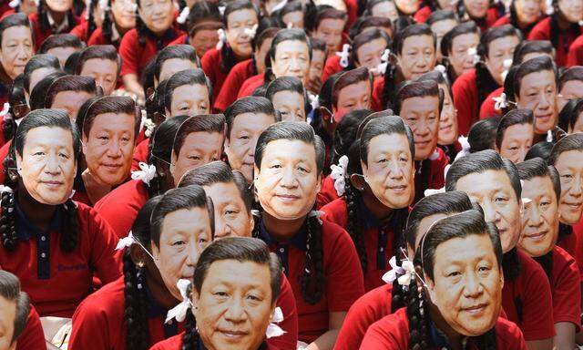 So hätten es Chinas Kommunisten gern: Ein Milliardenstaat von lauter Xi Jinpings (Aufnahme entstand bei einer Protestkundgebung im indischen Bundesstaat Tamil Nadu). 
