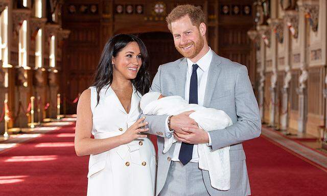 Britain´s Prince Harry and Meghan, Duchess of Sussex are seen with their baby son at Windsor Castle