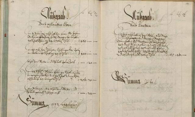 Dieses Rechnungsbuch von 1649 zeigt die Einträge zum Einkauf von Korn im Salzburger Bürgerspital.