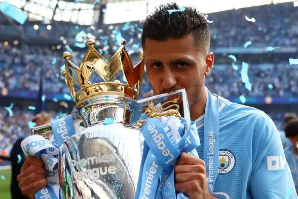 „Wir hatten im Laufe der Jahre und hier in Wembley viele Erfolge, daher kann ich Ihnen versichern, dass alles verdient war, und ich bin froh, dass ich eine der besten Epochen des englischen Fußballs miterleben durfte“, sagte Rodri. (Archivbild aus dem Jahr 2024)