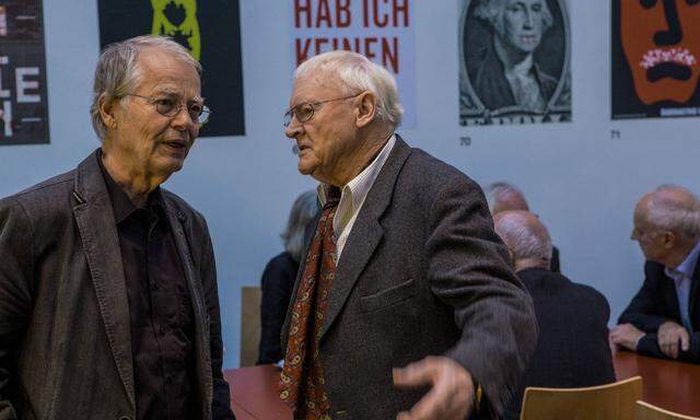Gerhard Wolf mit Volker Braun bei der Literaturwerkstatt Berlin.
