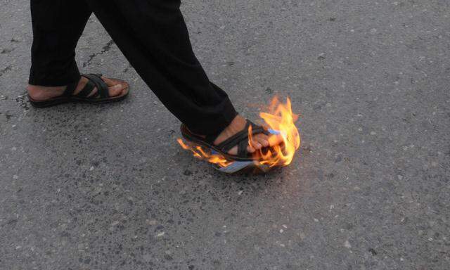 Protest gegen die Verbrennung des Koran.