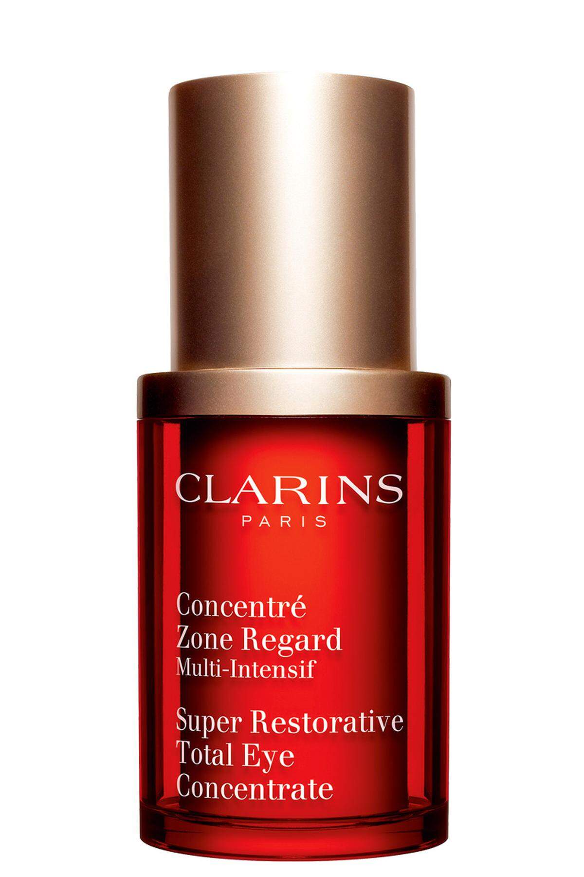 „Concentré Zone Regard Multi-Intensif“ von Clarins mit Seidenakazienextrakt gegen Augenschatten, 68 €.