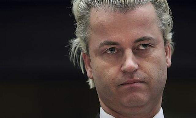 Dutch anti-immigration politician Wilders waits for the start of the trial inside the courtroom in Am