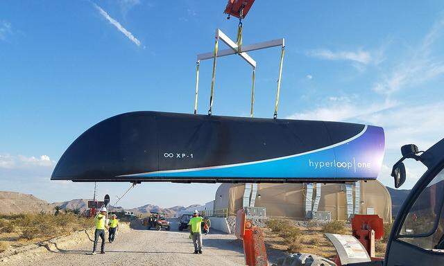 FILE PHOTO: A Hyperloop One test vehicle is transported at a DevLoop track in the Nevada Desert