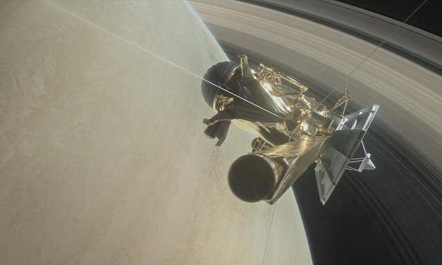 Die Raumsonde "Cassini" auf dem Weg zum Saturn-Mond.