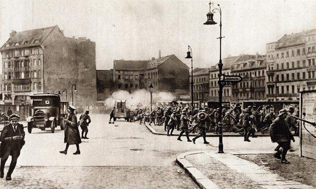 Der "Spartakusaufstand" in Berlin 1919.