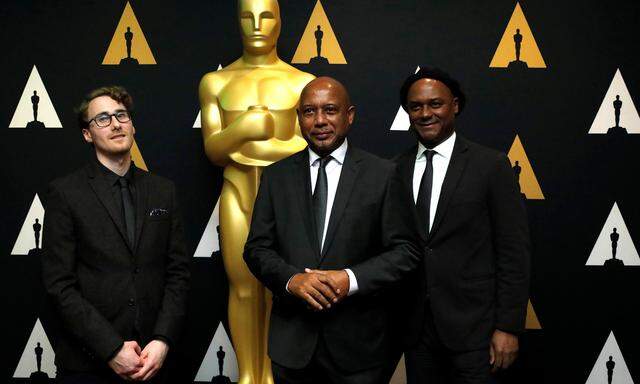 Director Peck, producers Grellety and Peck of ´I Am Not Your Negro,´ Academy Award nominee for Documentary (Feature), pose at a reception at the Academy of Motion Picture Arts and Sciences in Beverly Hills