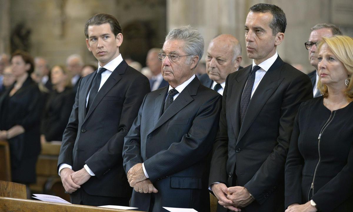 Außenminister Kurz, Alt-Präsident Fischer, Bundeskanzler Kern und Nationalratspräsidentin Bures