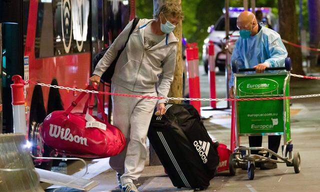 January 14, 2021: One of the first group of tennis players arriving at the Grand Hyatt hotel in Melbourne under strict