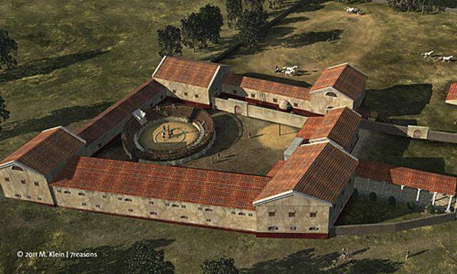 Eine Simulation der Gladiatorenschule in Carnuntum