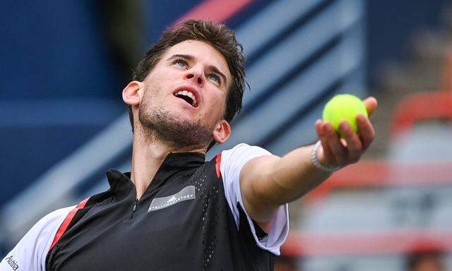 MONTREAL QC AUGUST 07 Dominic Thiem AUT serves the ball during the ATP Tennis Herren Coupe R