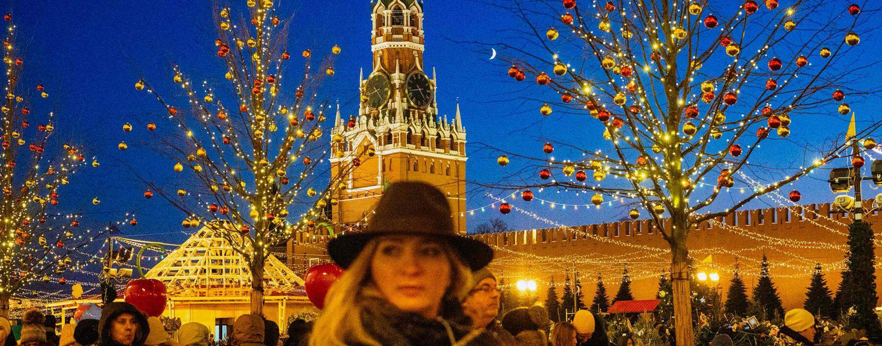 Weihnachtsstimmung auf dem Roten Platz vor dem Kreml. Die russische Börse war schon das ganze Jahr über in bester Feierlaune.