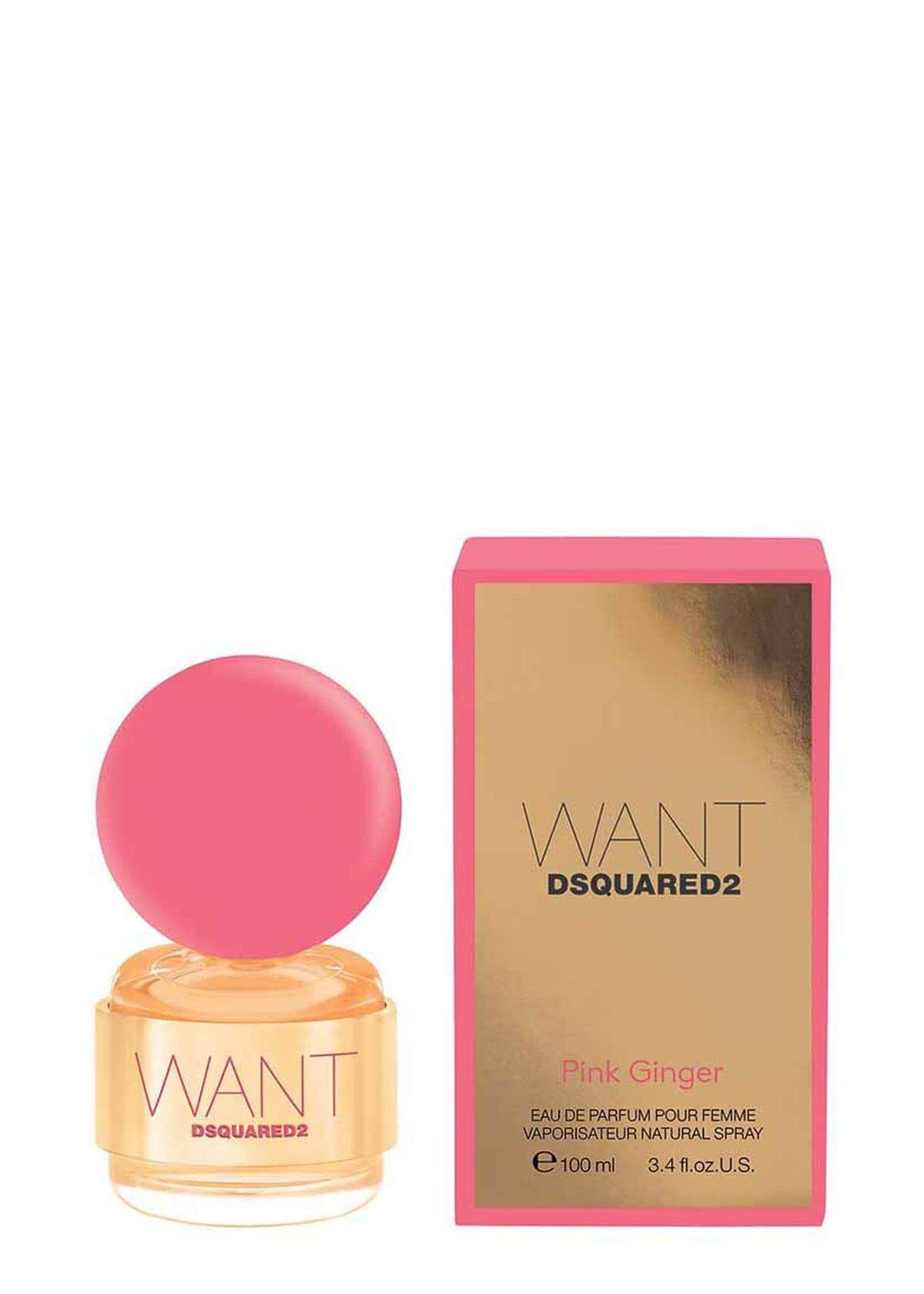 Feurig und würzig ist der neue Duft von DSquared2, "Pink Ginger". 50 ml Eau de Parfum um 65 Euro.