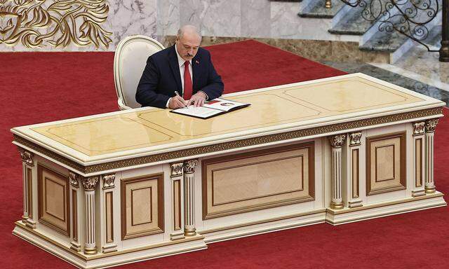 MINSK, BELARUS - SEPTEMBER 23, 2020: Belarus President-Elect Alexander Lukashenko attends his inauguration ceremony at