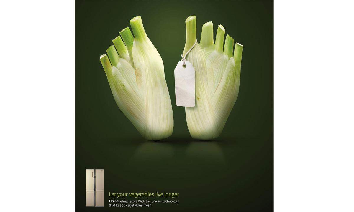 Diese Kampagne kommt aus Israel. Dort will sich der Küchengeräte-Konzern Haier darum kümmern, dass das Gemüse nicht vorzeitig ablebt.