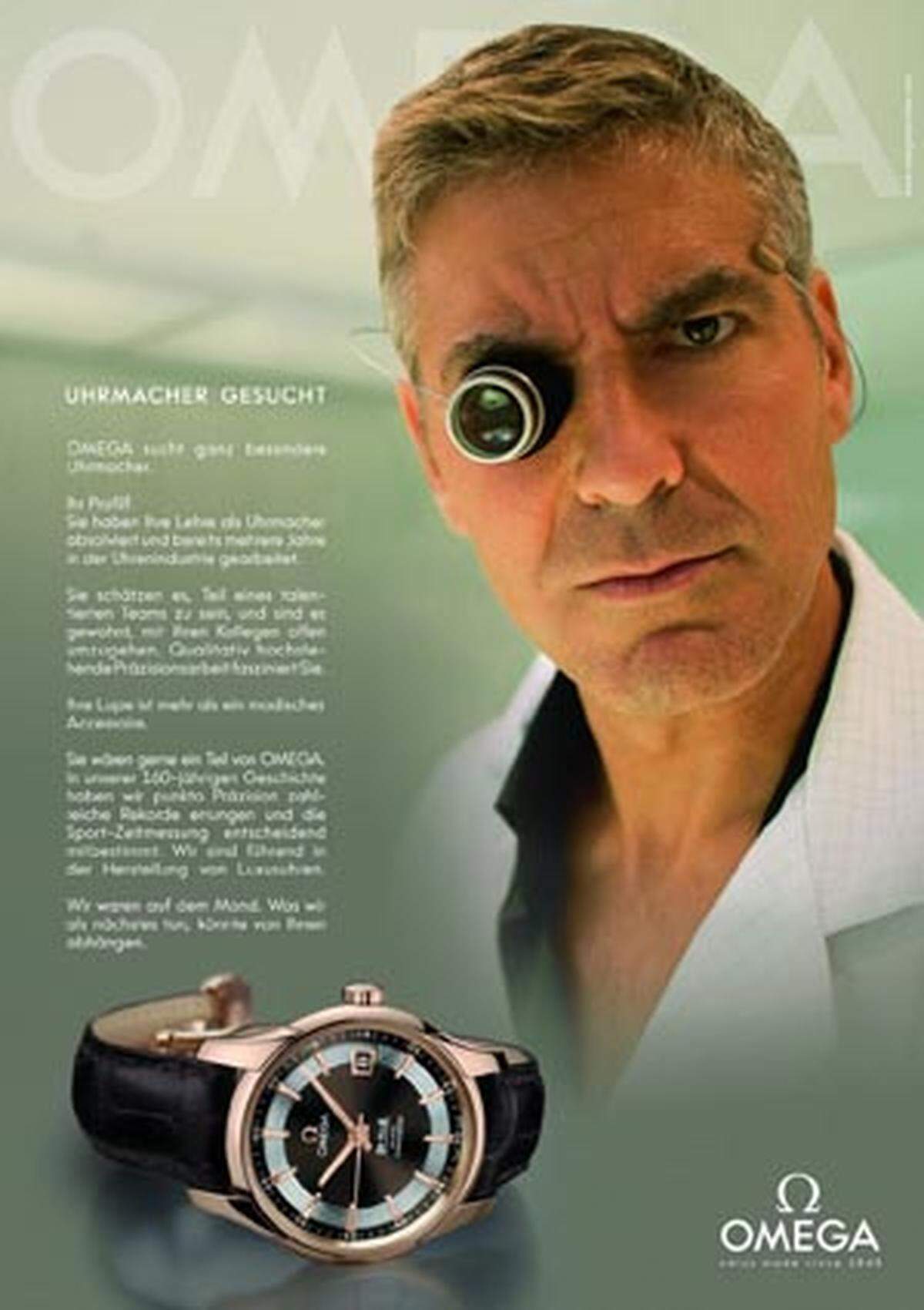 Als Werbe-Botschafter des Zeitmesser-Spezialisten "Omega" macht George Clooney nun Werbung für den Uhrmacherberuf.