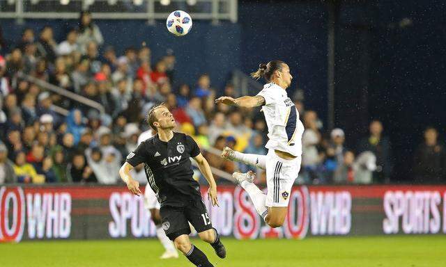 KANSAS CITY KS OCTOBER 06 Los Angeles Galaxy forward Zlatan Ibrahimovic 9 takes a dive during