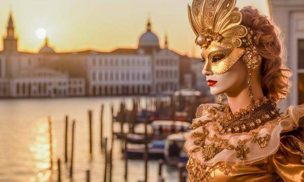 KI hält überall Einzug. Im Bild: KI-generierte, kunstvolle Masken beim Karneval in Venedig. 