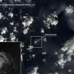 FILE PHOTO: A satellite image shows gas leaks from Nord Stream pipeline in the Baltic Sea