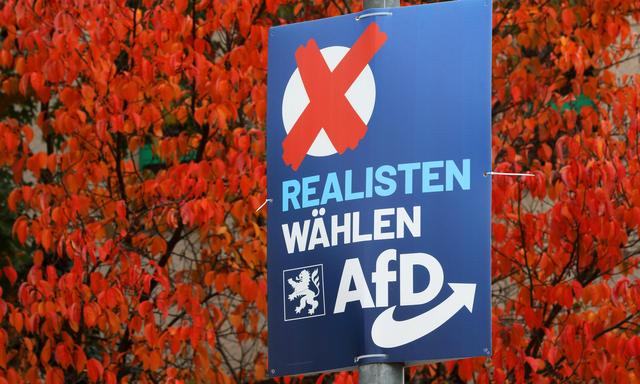 Wahlplakat der Partei AfD zur Landtagswahl im Bundesland Hessen - Wahl zum 21. Hessischen Landtag im Herbst 2023 (Foto ist vom 7.10.2023). 