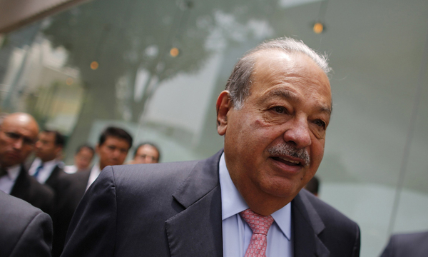 Mexican billionaire Slim arrives to the opening of the Inbursa Aquarium in Mexico City