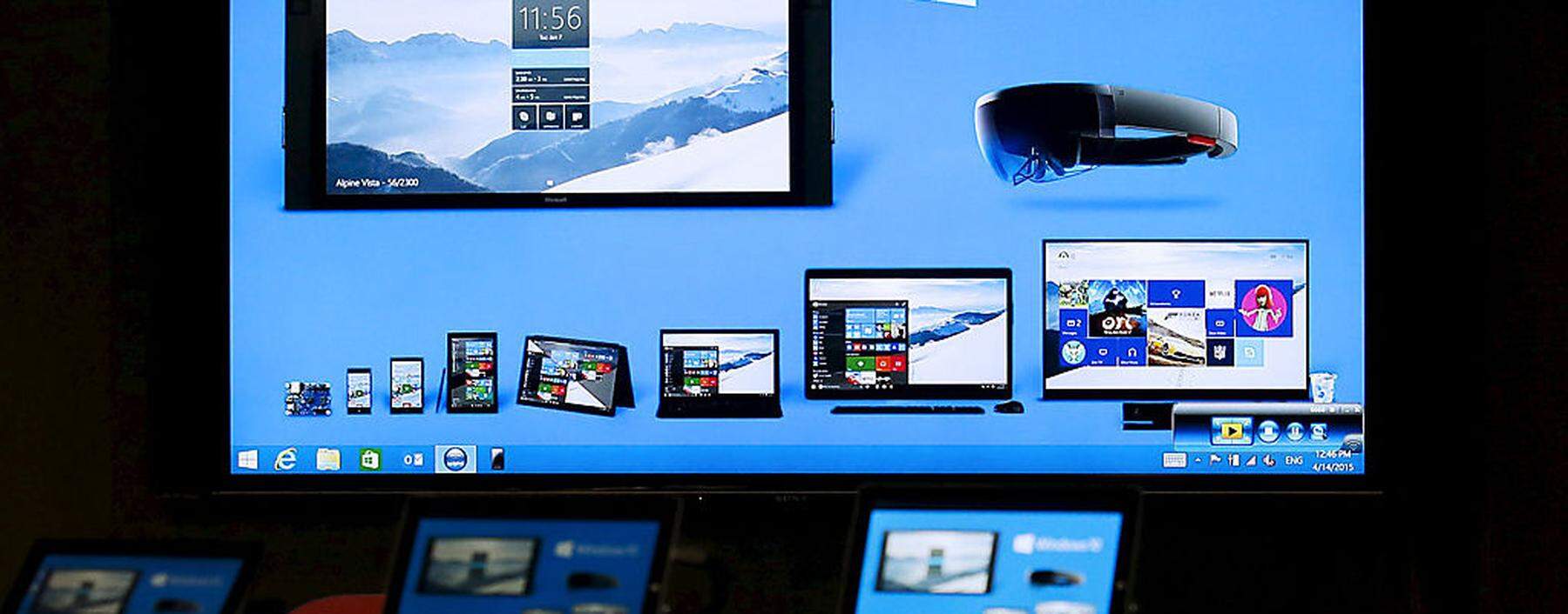 Windows 10 installed devices are displayed at Microsoft China Center One in Beijing