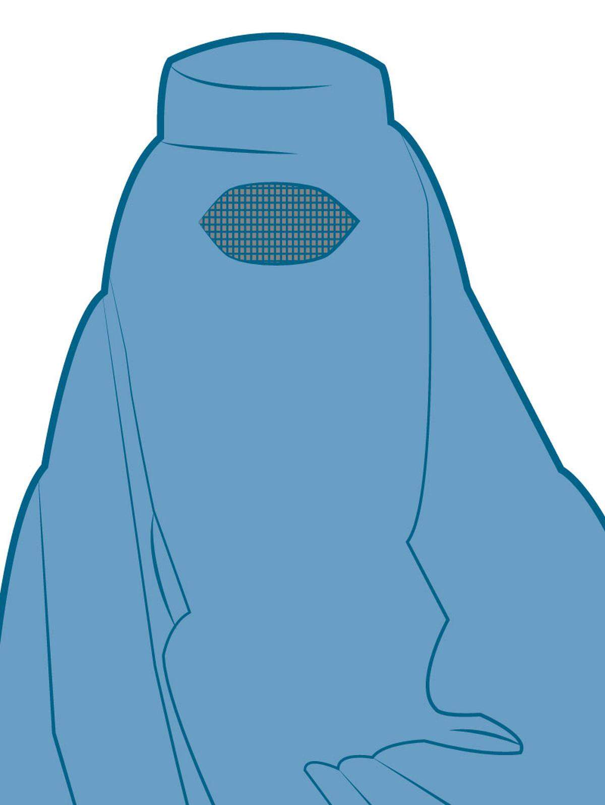 Mantel, der den gesamten Körper bedeckt; undurchsichtiges Gitter vor dem GesichtVerbreitung:AfghanistanQuelle: APA