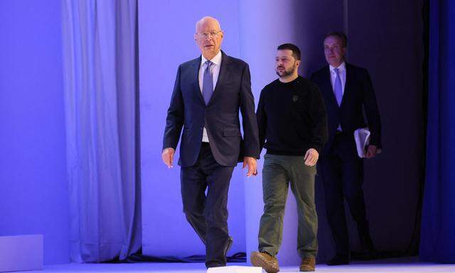 Der ukrainische Präsident, Wolodymyr Selenskij, und Klaus Schwab vom World Economic Forum (WEF) in Davos.
