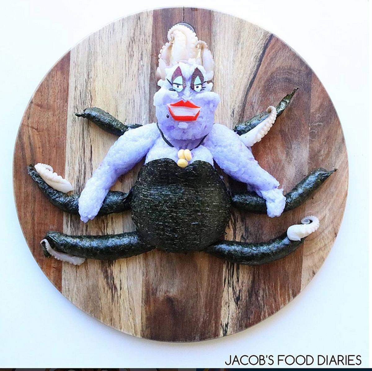 Ursula aus Arielle die Meerjungfrau als Octopus-Sushi.