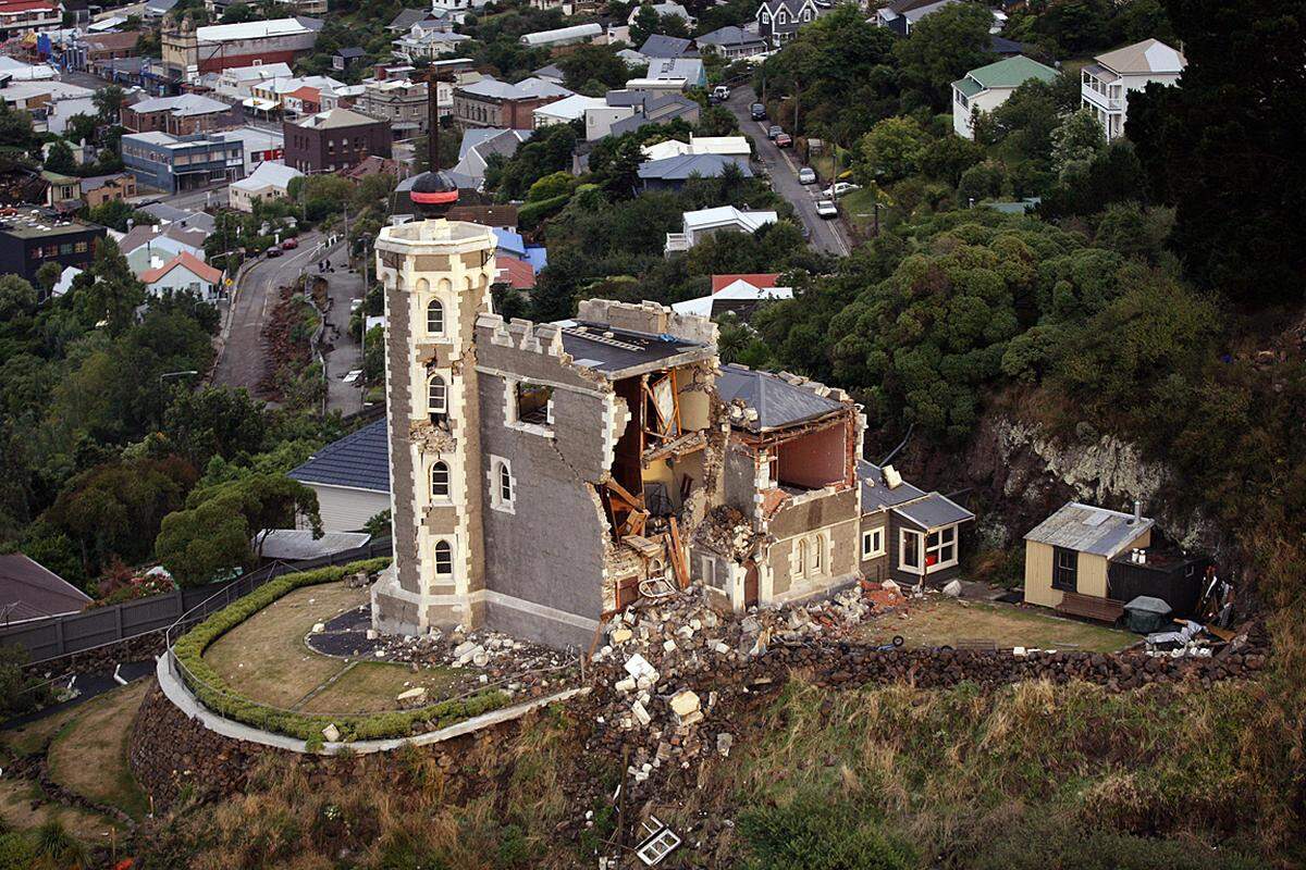Die Zeitball-Station von Lyttelton bei Christchurch ist zerstört.