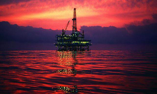Oil Drilling Platform at Sunset