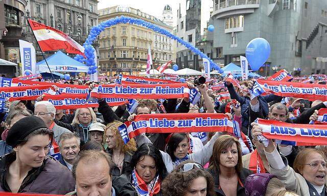 Archivbild: FPÖ-Anhänger auf einer Wahlkampfveranstaltung 2013