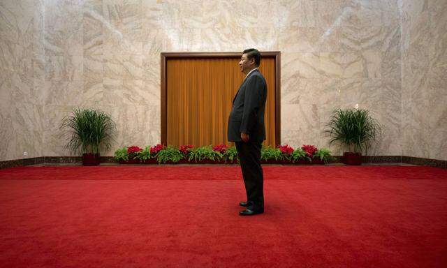 File photo of China´s President Xi waiting to greet Cuba´s First Vice President of the Council of State Diaz-Canel in Beijing