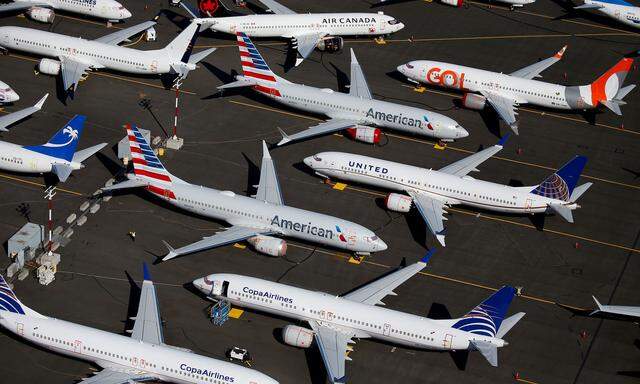 FILE PHOTO: Grounded Boeing 737 MAX aircraft are seen parked at Boeing Field in Seattle