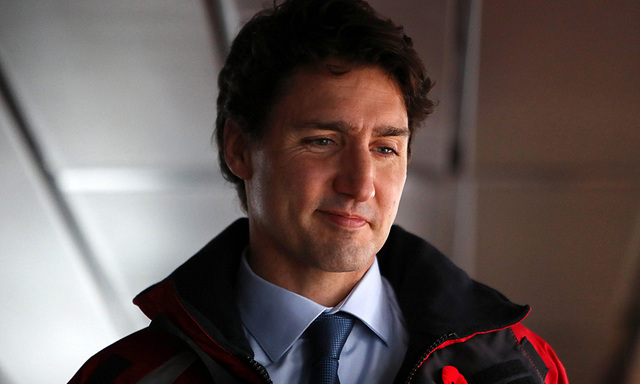 Canada´s Prime Minister Justin Trudeau tours the CCGS WIlfrid Laurier during a boat tour of Burrard Inlet near Vancouver,