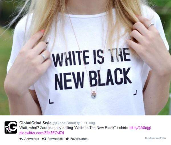 Davor war das Modeunternehmen schon einmal mit Rassismusvorwürfen konfrontiert. Damals ging es um das T-Shirt mit der Aufschrift "White is the new black". Auf Twitter entschuldigte sich das Unternehmen, die Shirts wurden aus dem Verkauf genommen.