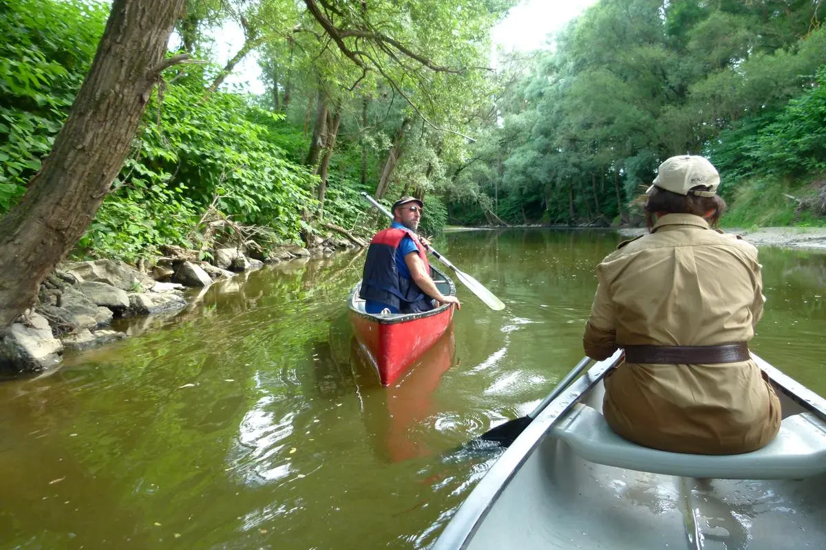 Exploration of the environment: canoeing on the Raab.  