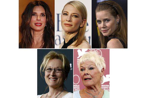 Amy Adams für "American Hustle"Cate Blanchett für "Blue Jasmine"Sandra Bullock für "Gravity"Meryl Streep für "August: Osage County"Judi Dench für "Philomena" (im Bild)